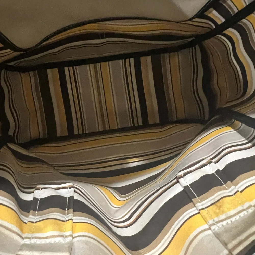 Coach cream canvas tote with navy leather trim.  Comes w authentic Fendi scarf! - Picture 8 of 8